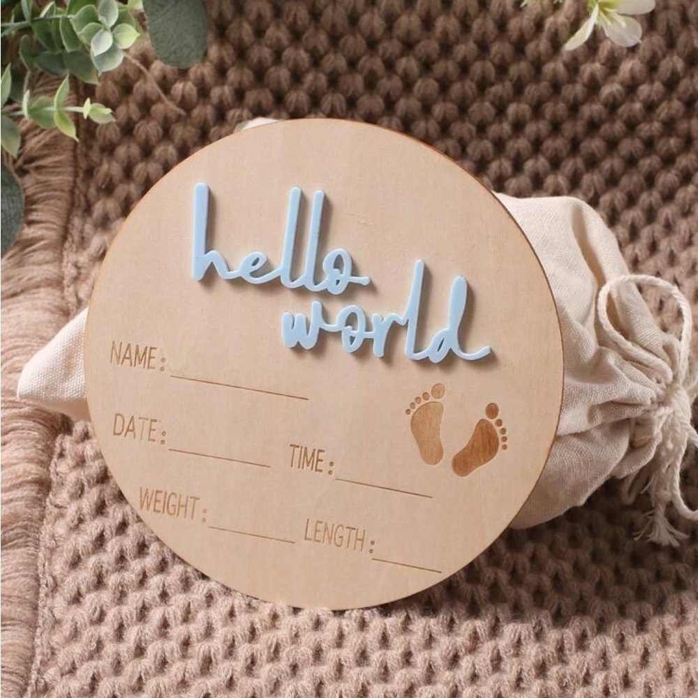 Baby Birth Announcement Wood Discs Baby Girl Boy Acrylic Letter Graphic Monthly